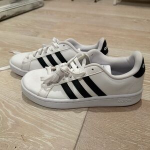 Brand New- adidas White Sneakers with Black Stripes
